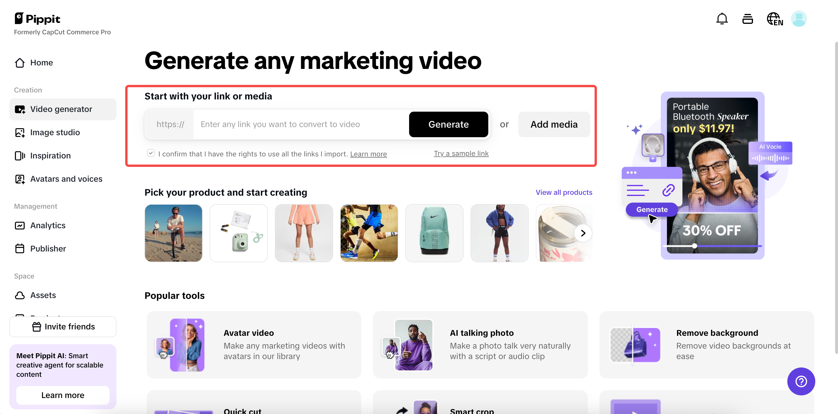 Enter product links or add media