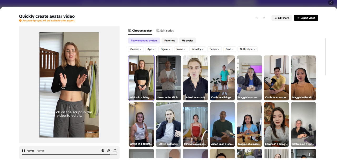 Lifelike avatars with custom scripts
