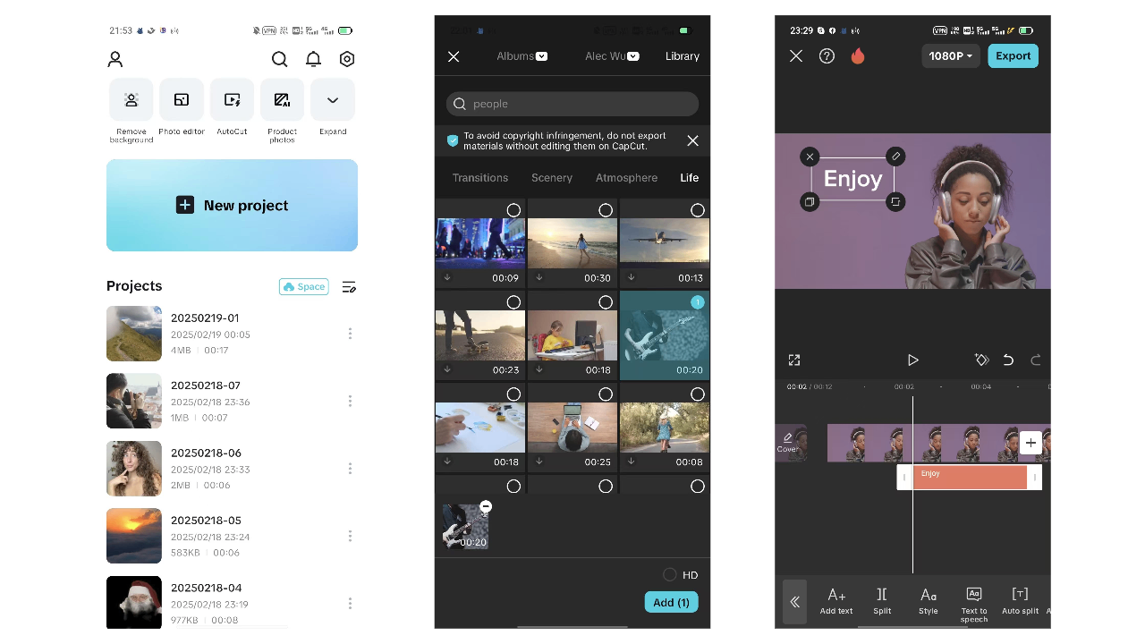 Import video and add text