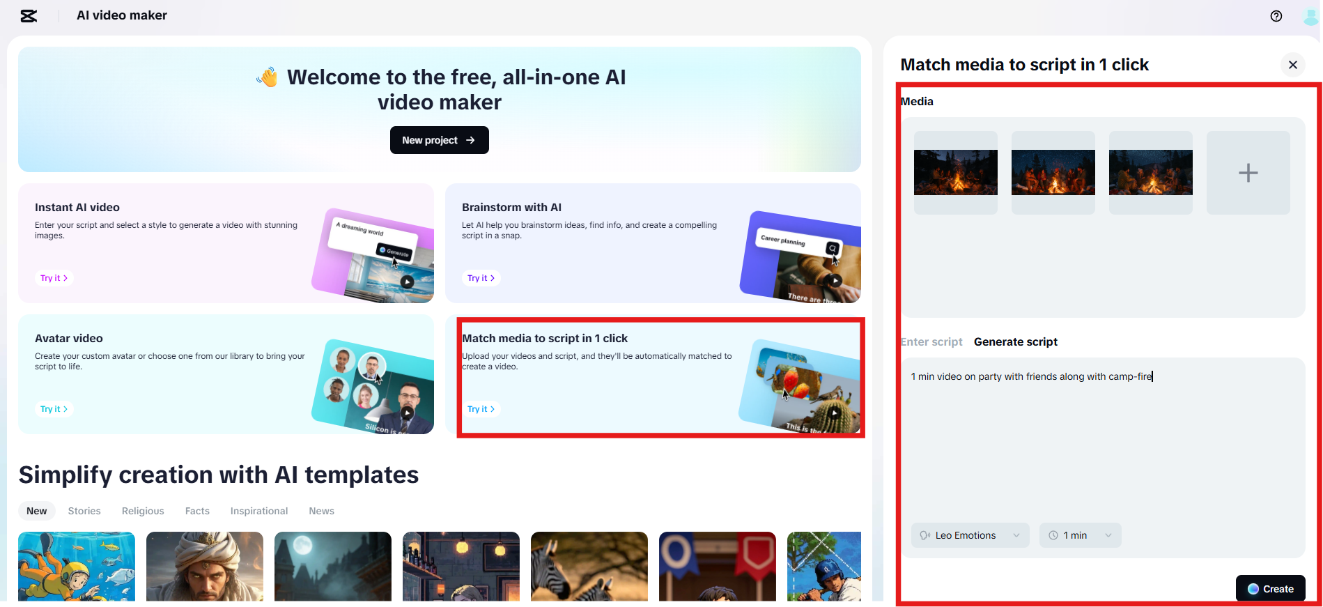 Generate script and video
