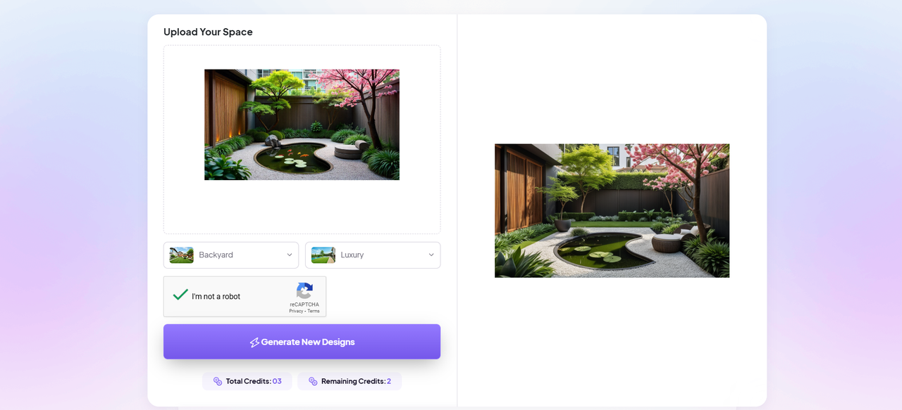 HomeDesigns.AI AI landscaping tool