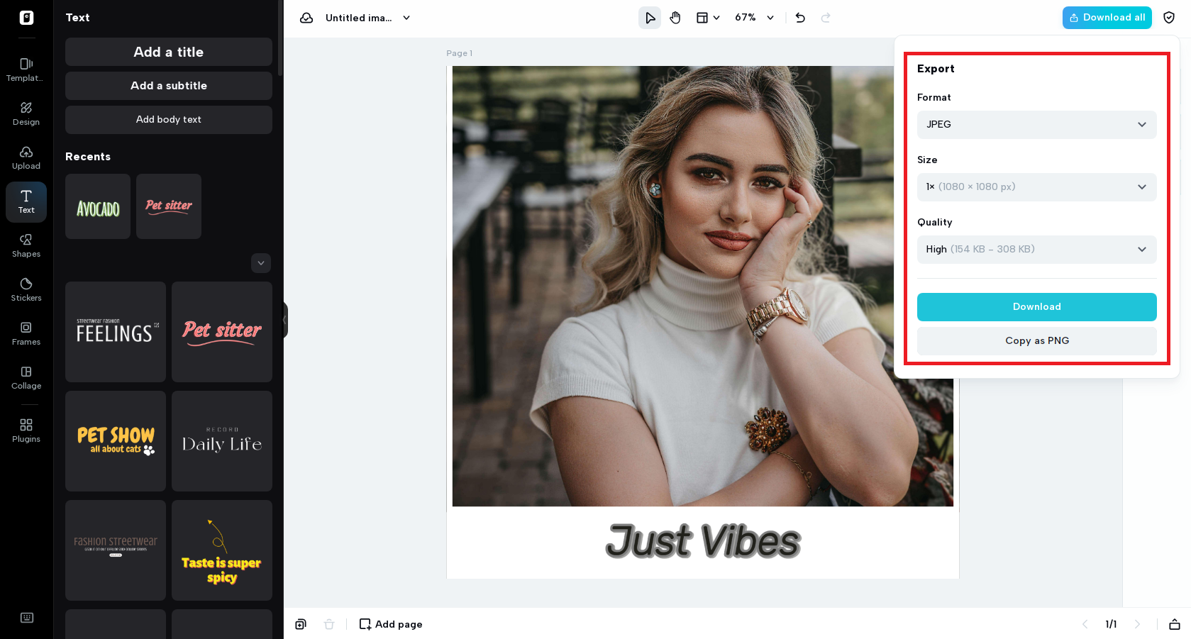 Exportujte svou finální fotku.