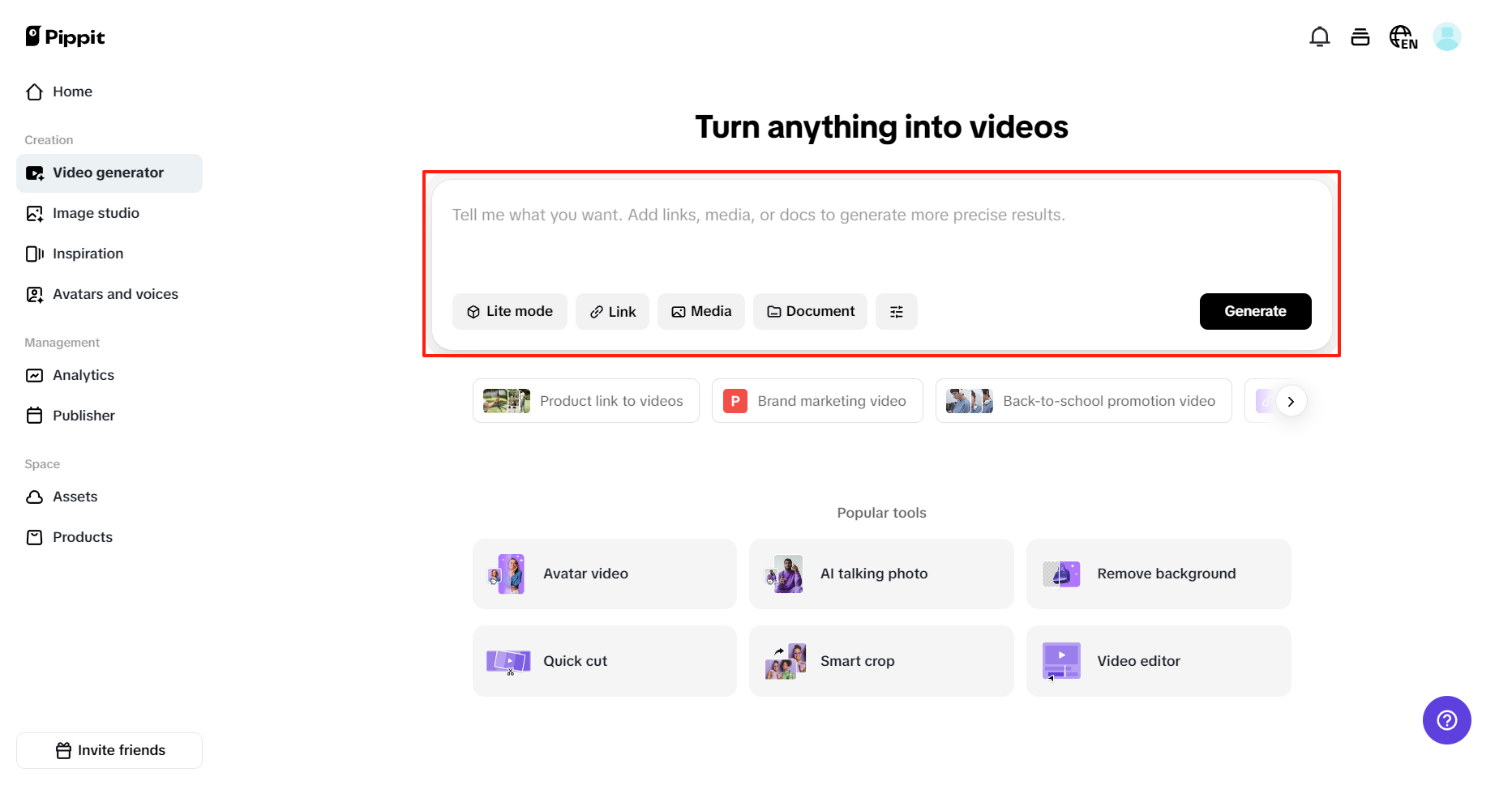 Instant video creation