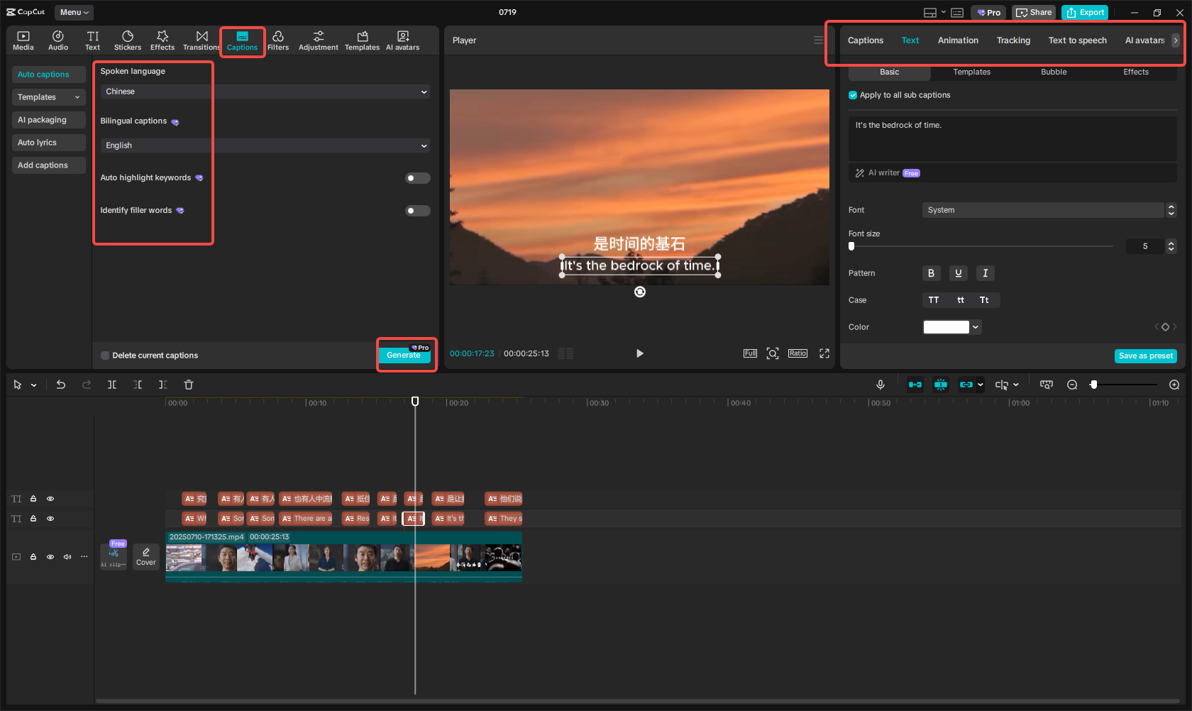 Translating Chinese voice to English captions in CapCut