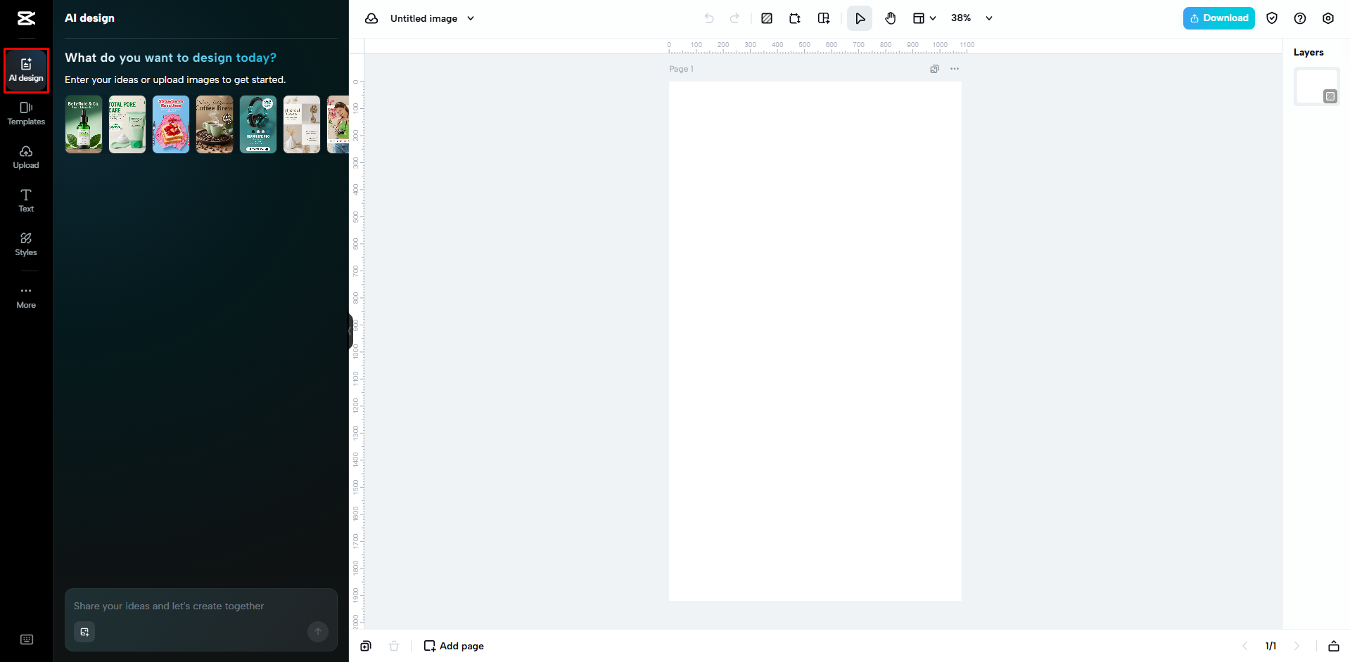 Carregando uma imagem no CapCut Web