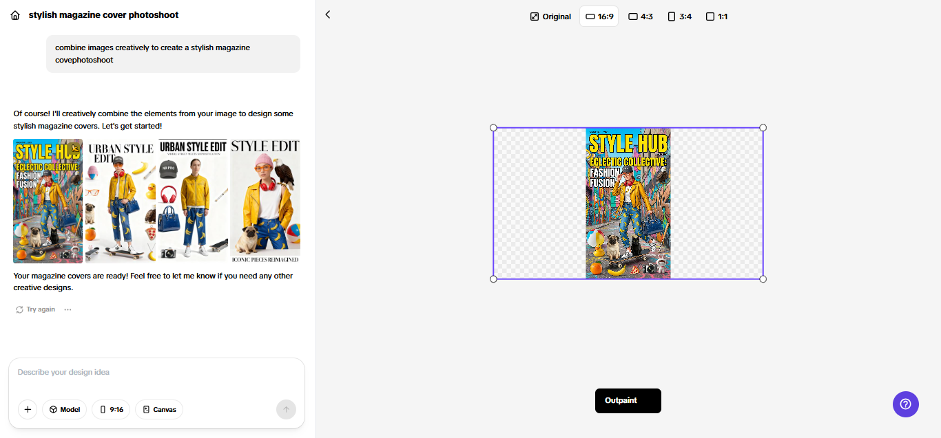 Alat outpainting di Pippit