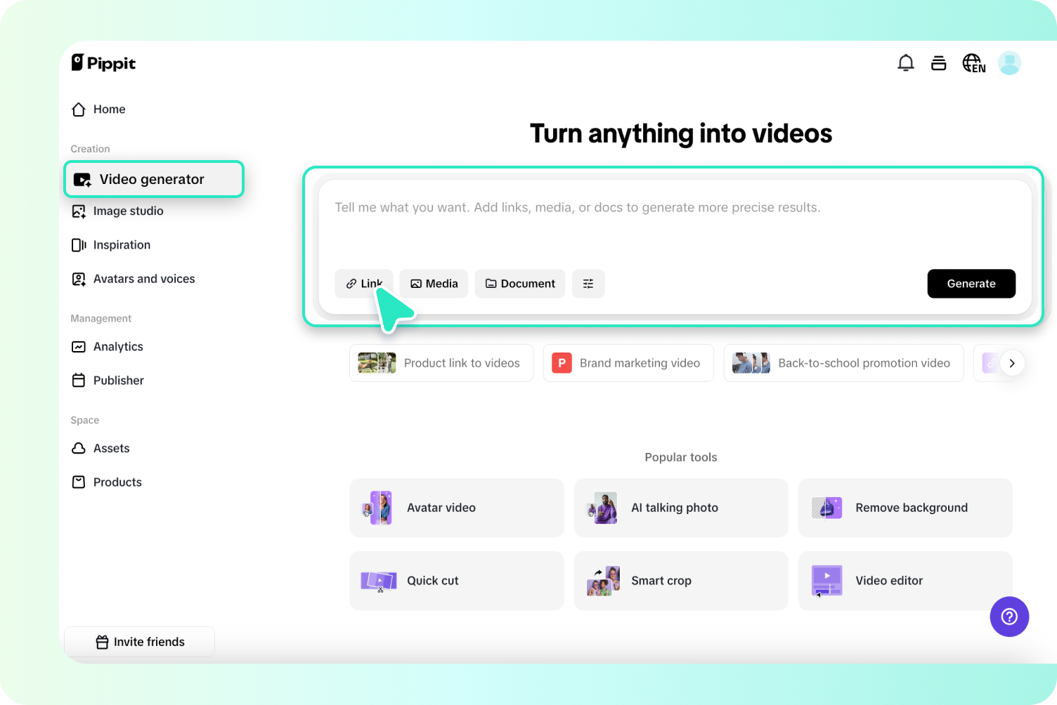 Start with any link, media or photo
