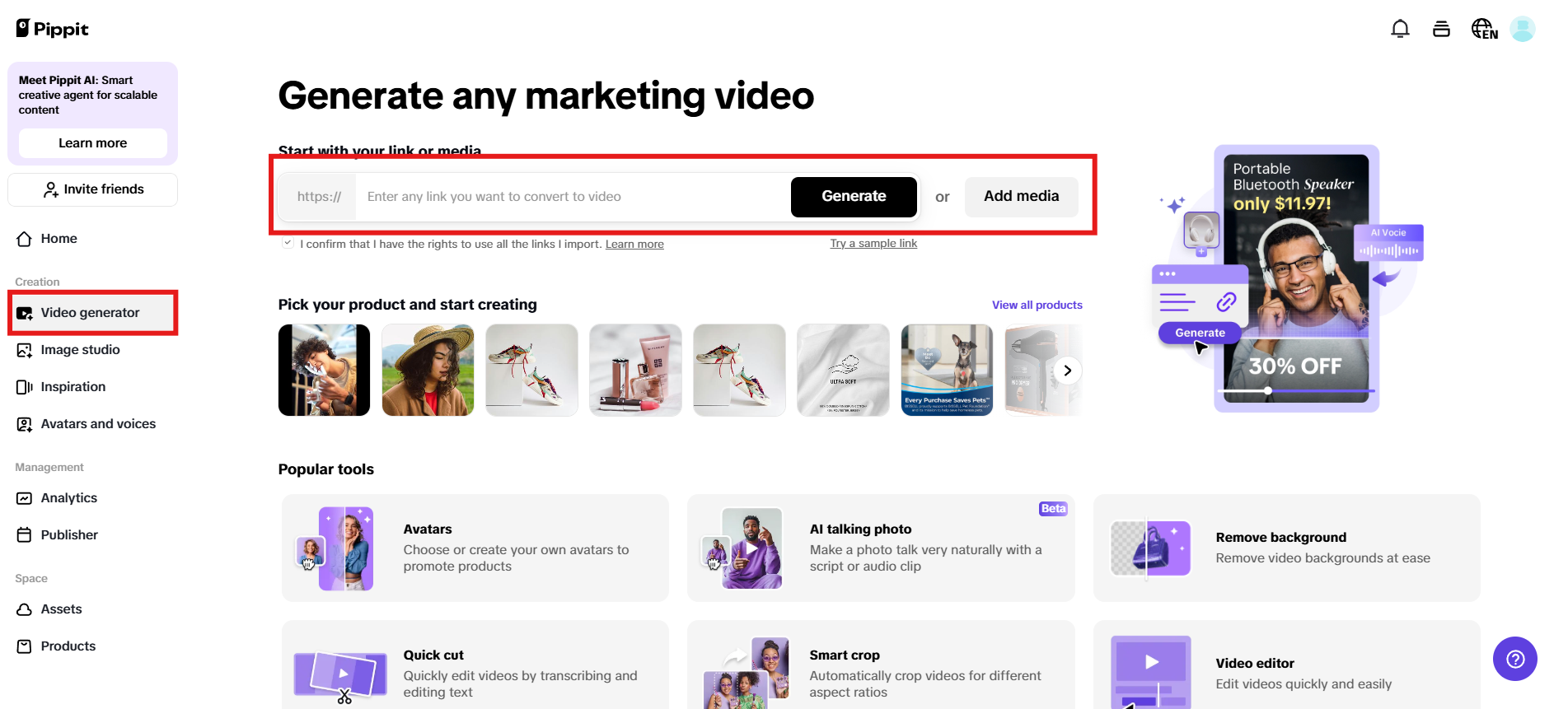 Enter product link or media