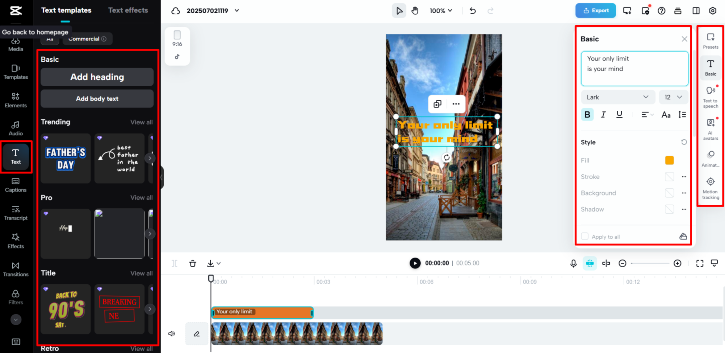 Dodawanie najlepszych motywacyjnych napisów na Instagramie za pomocą CapCut Web