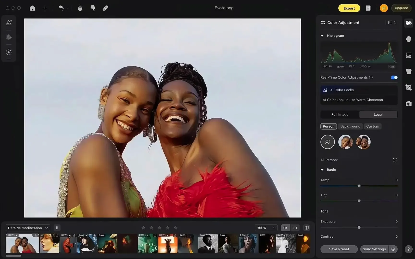 Interface of Evotor - a web-based tool to retouch photos with AI