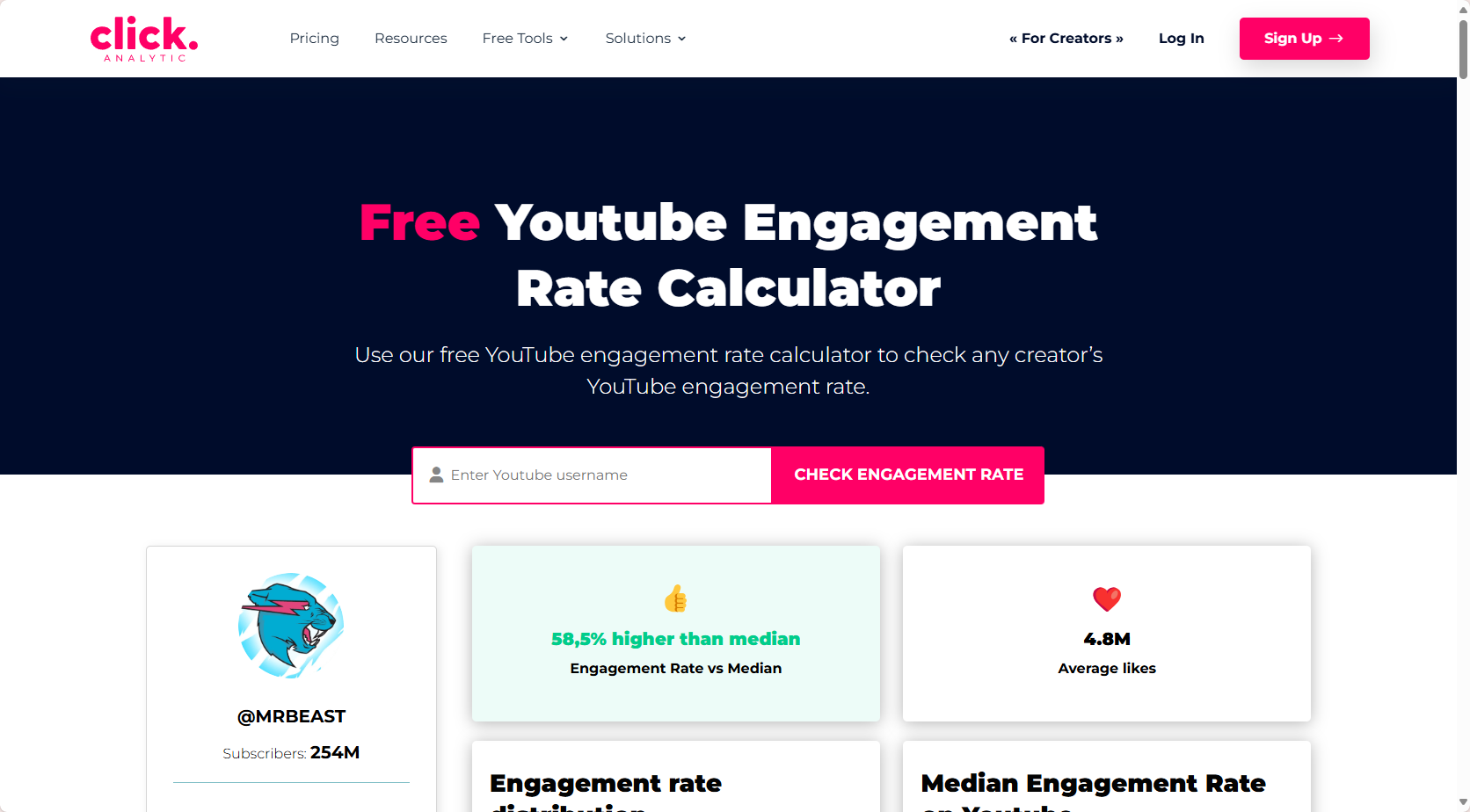 Click Analytic YouTube interaction rate calculator