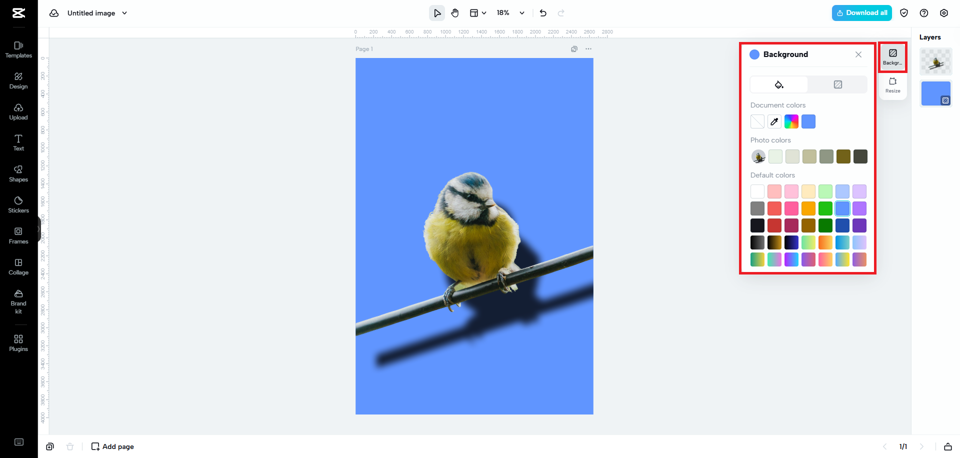 Select from solid color background options