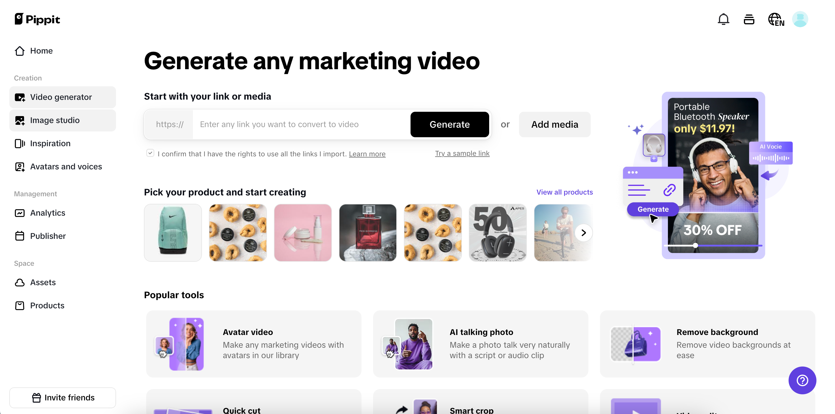 Pippit's video generator
