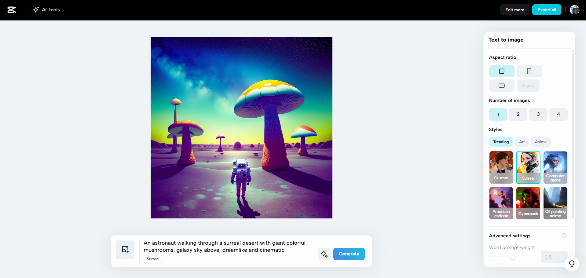 อินเทอร์เฟซของ CapCut Web - เครื่องมือสร้างภาพที่มีประสิทธิภาพ