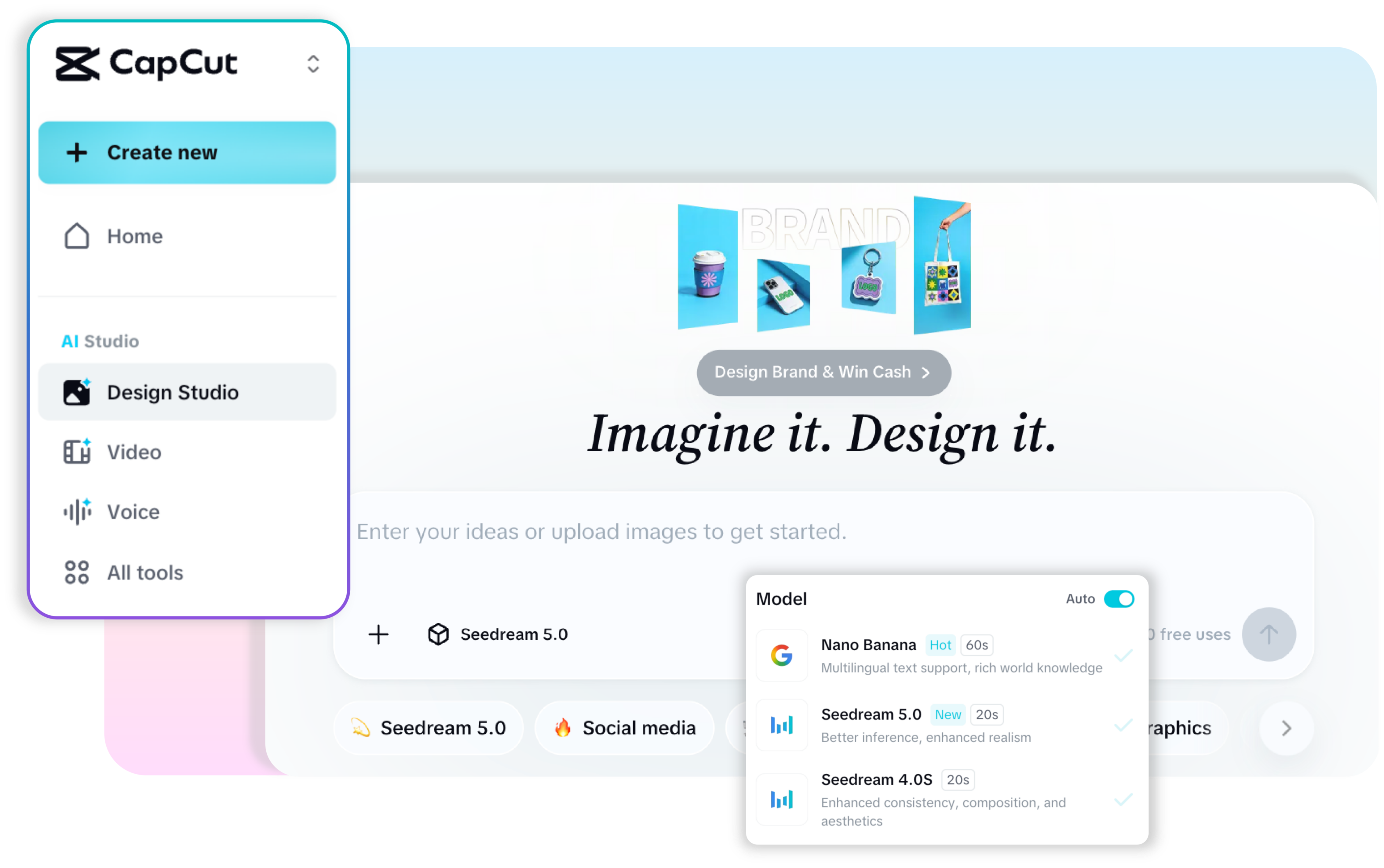 CapCut megnyitása és a Design Studio indítása
