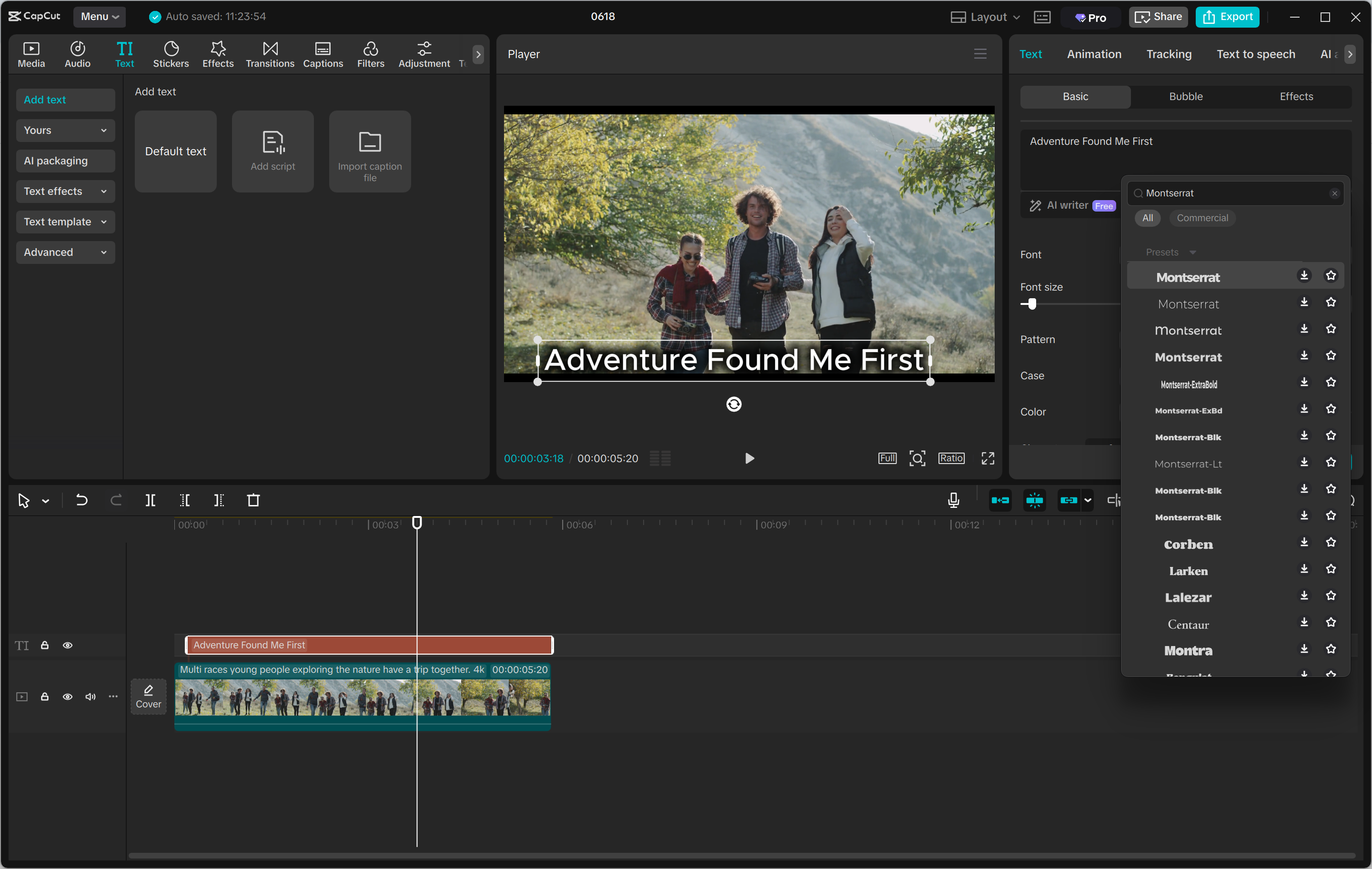 Editing interface of the CapCut desktop video editor - the best platform to get free Montserrat fonts
