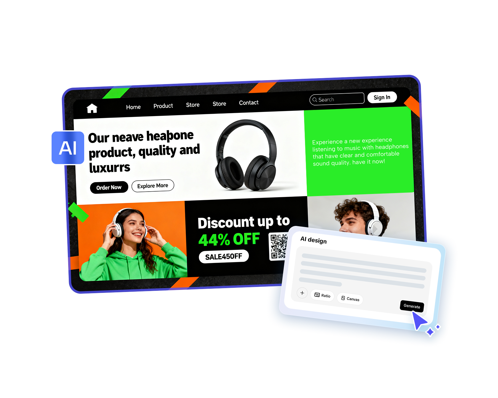 Diseñador de IU con IA gratuito en línea