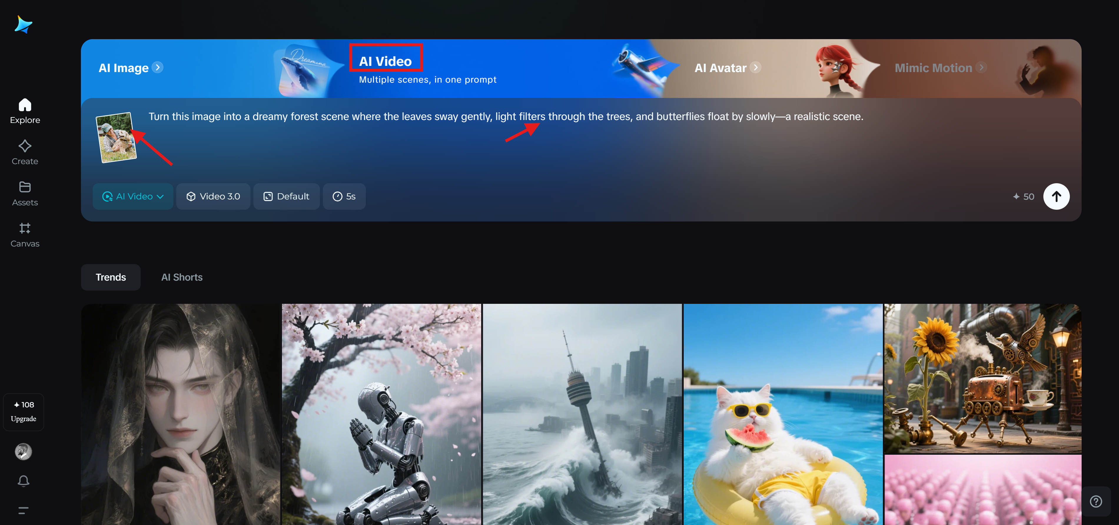 Dreamina: immagine in animazione AI gratis