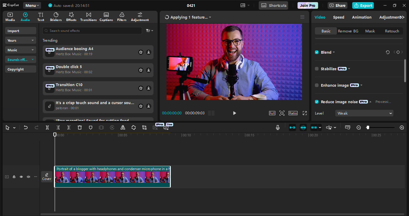 Schnittstelle des CapCut Desktop-Video-Editors - die beste Aufnahmesoftware für Podcasts