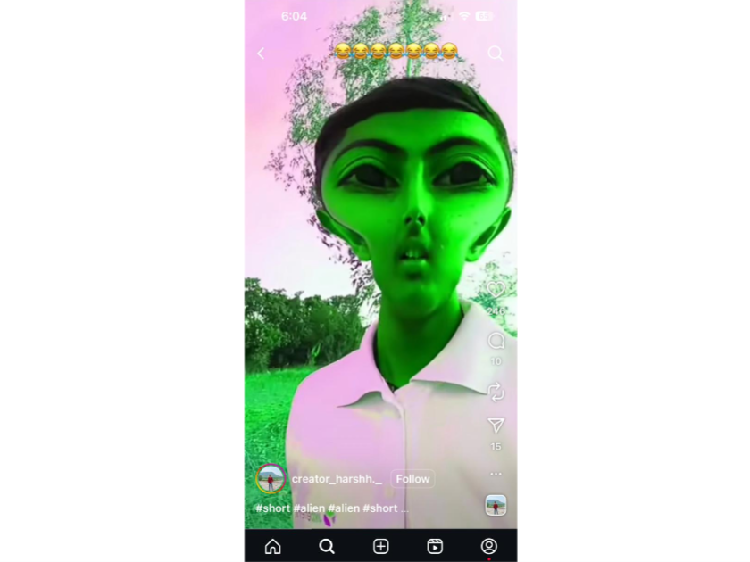 Filtro de cabeça alienígena do Instagram