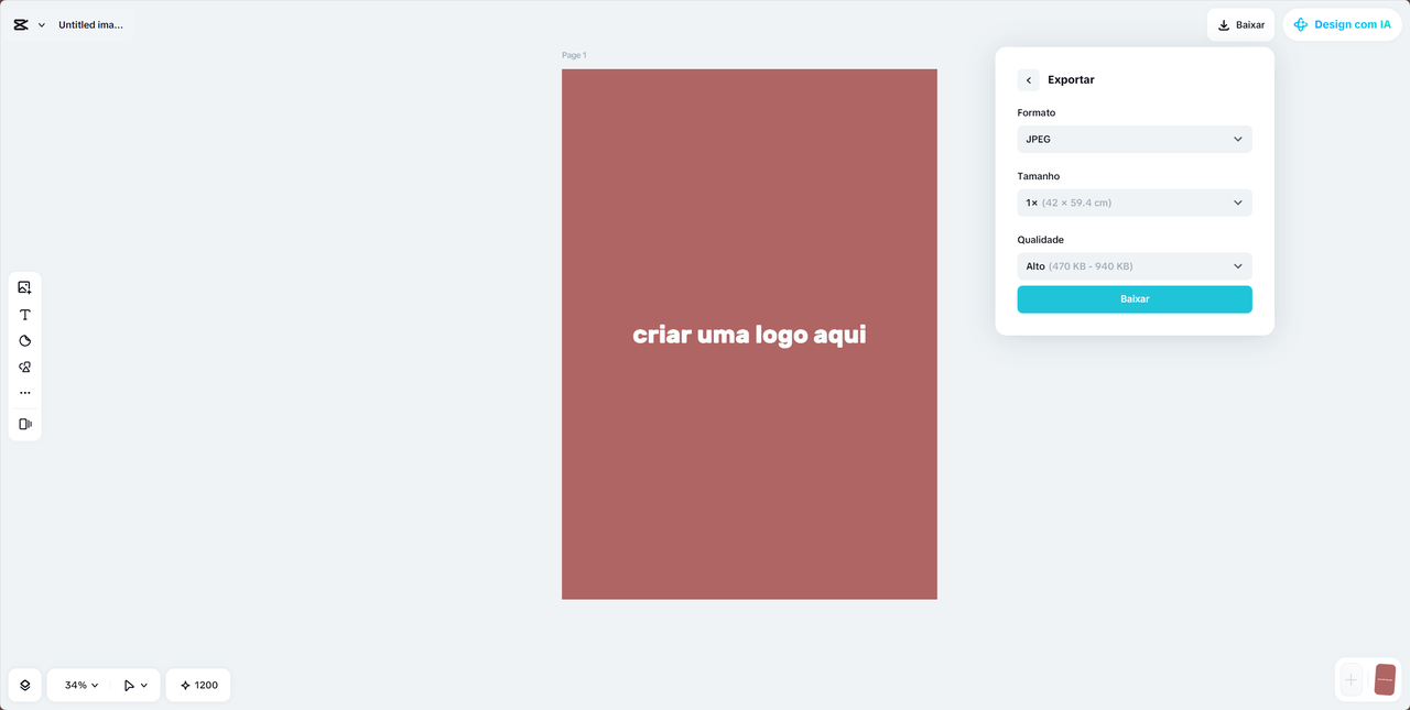 Opções de exportação de logo criada