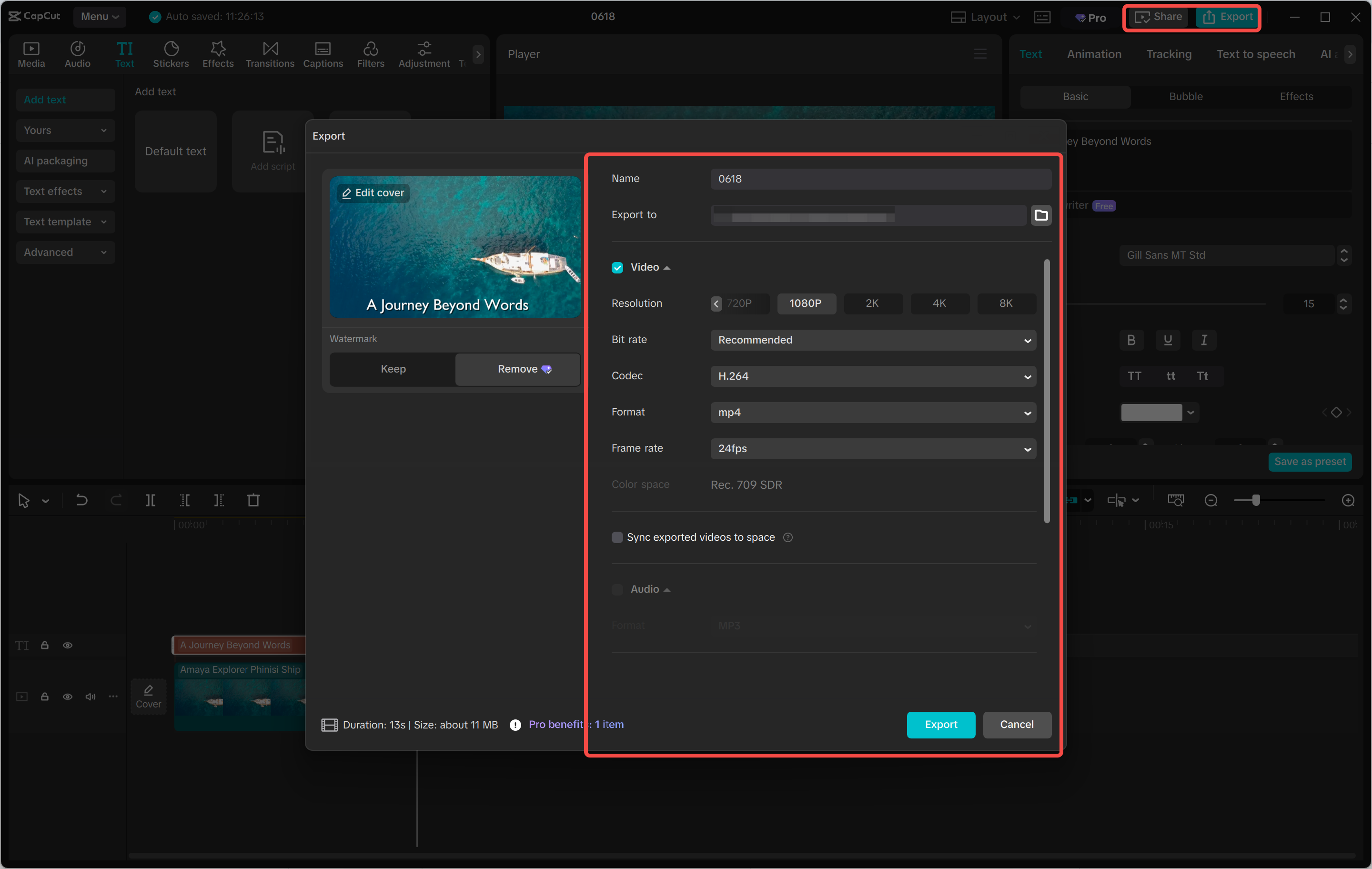Xuất video từ trình CapCut chỉnh sửa video trên máy tính để bàn