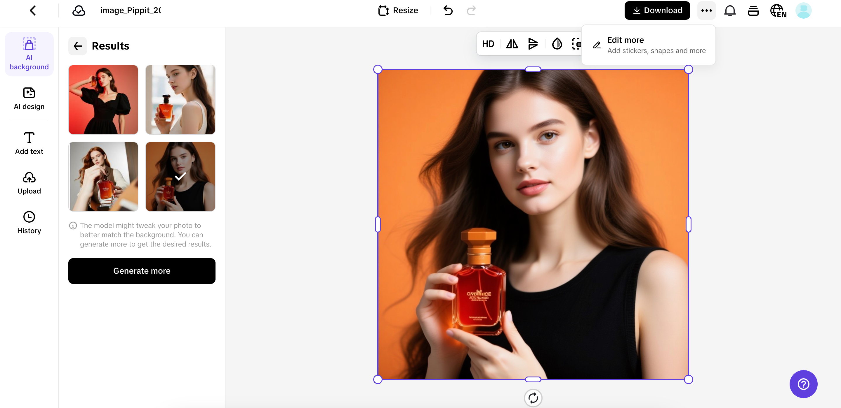 Export your product image