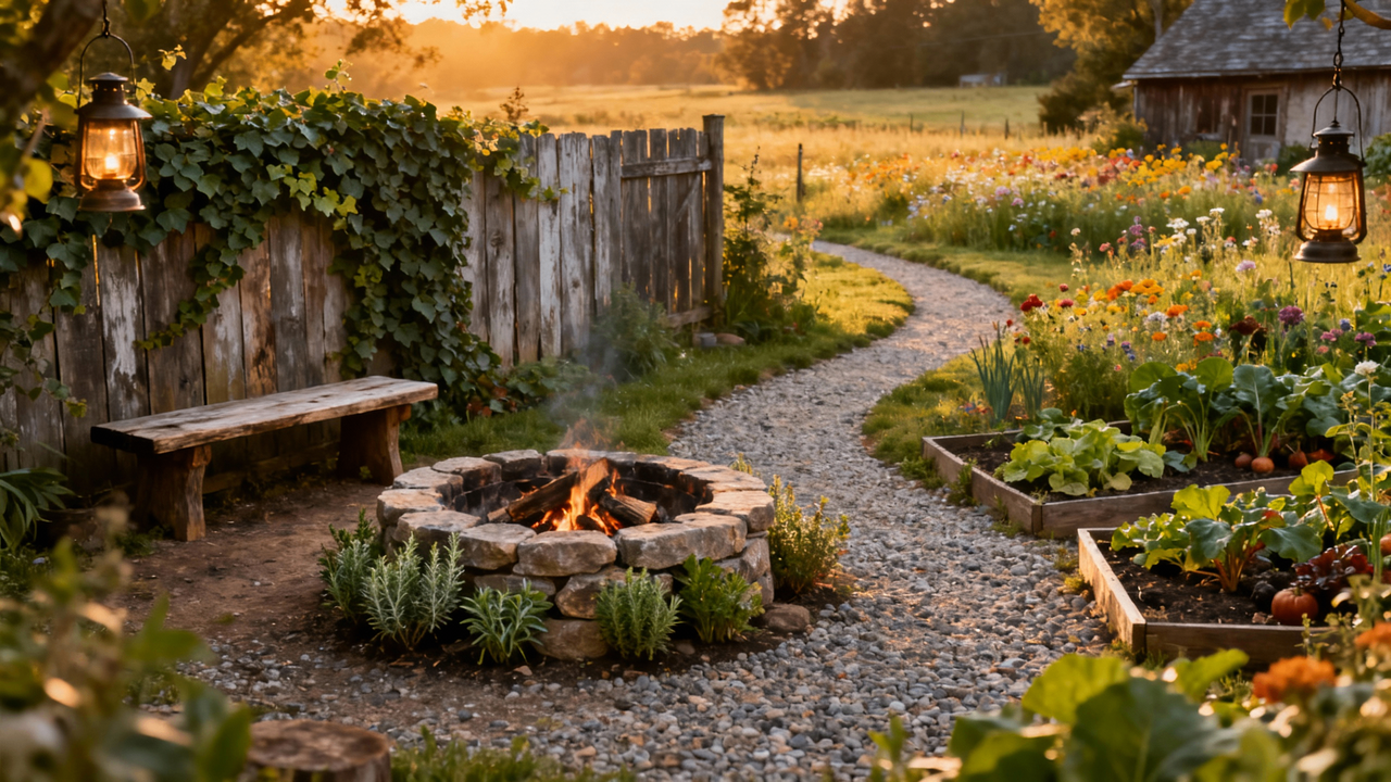 Rustic farmhouse garden