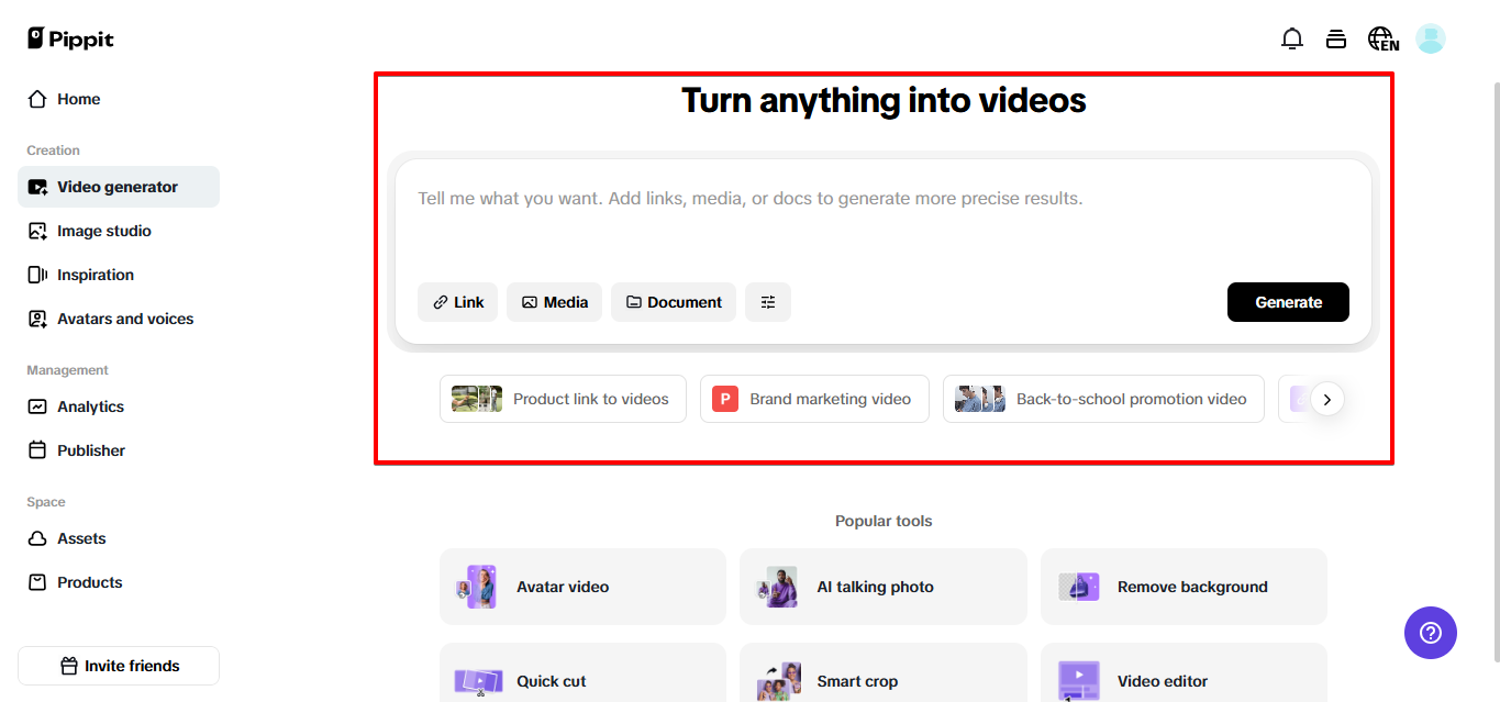 Pippit video generator