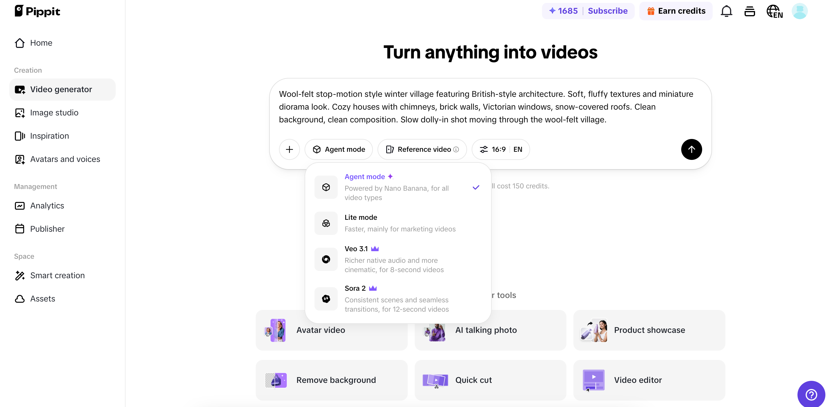 Enter prompts and generate