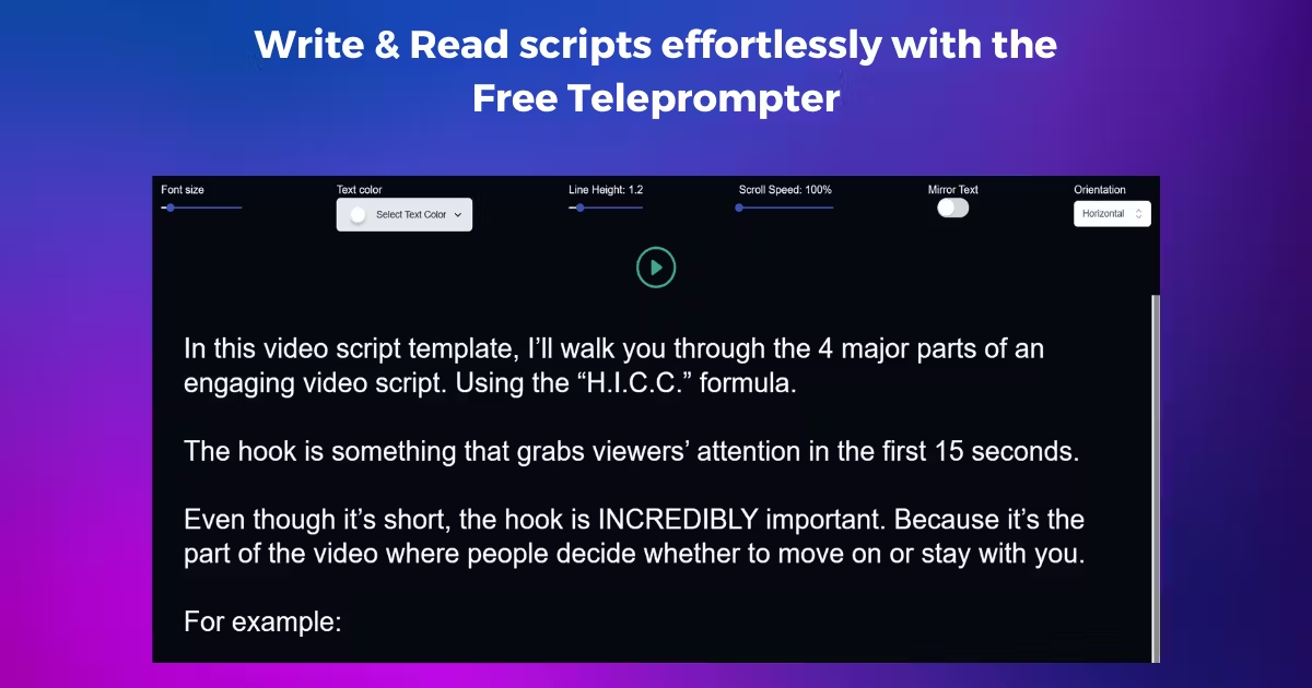 De teleprompter-interface van Famewall