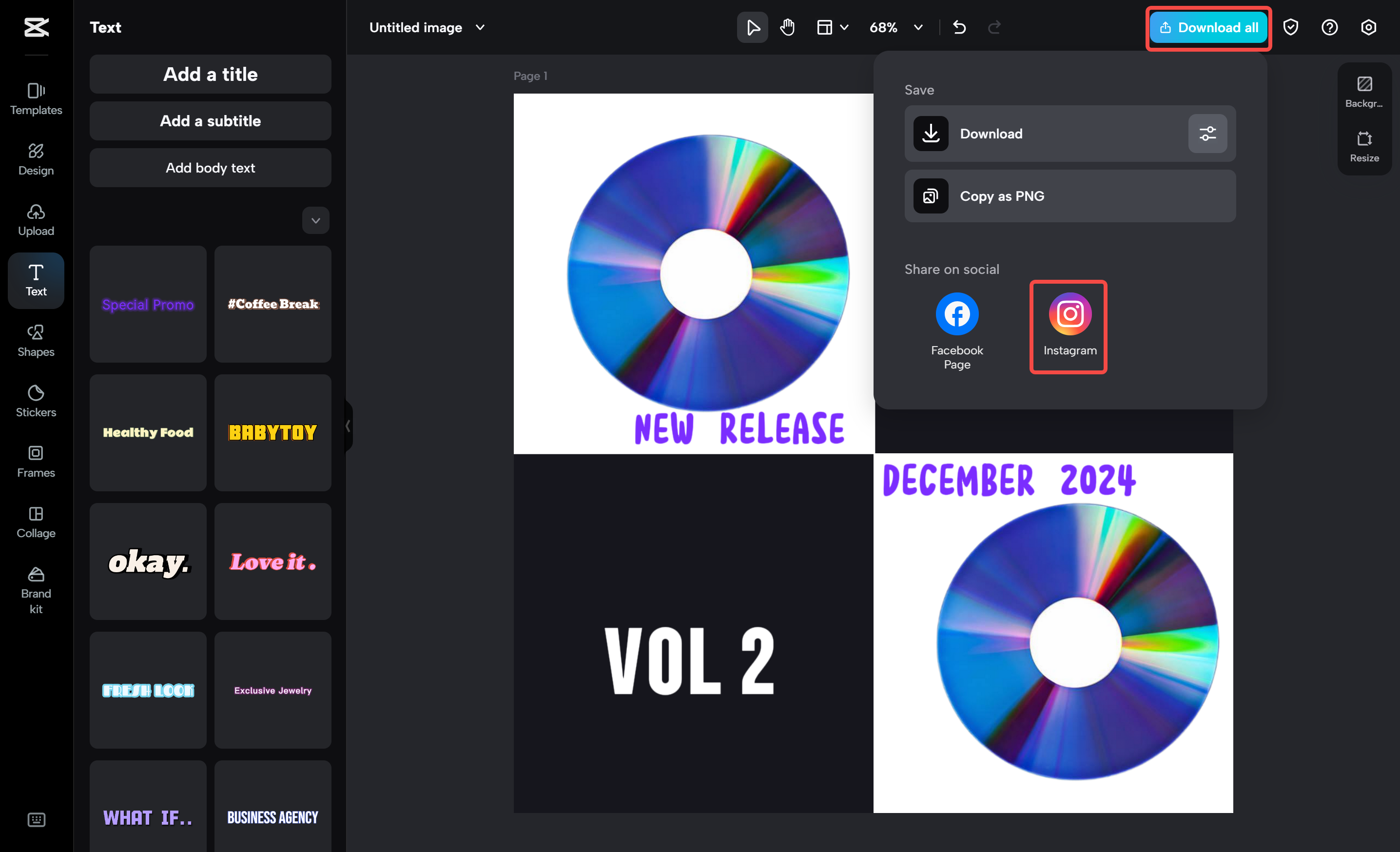 Exporting the Instagram post from the CapCut desktop video editor
