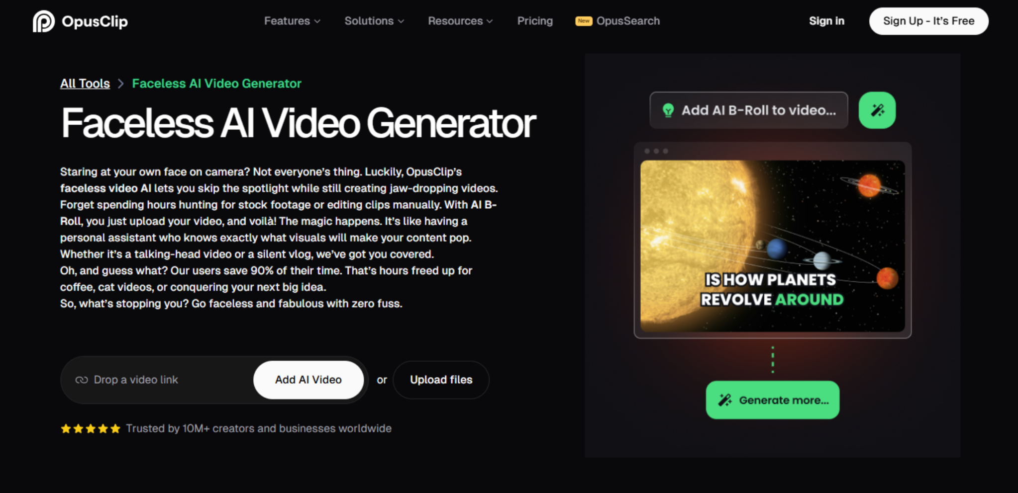 Interface de Opus.pro - le créateur vidéo IA sans visage parfait