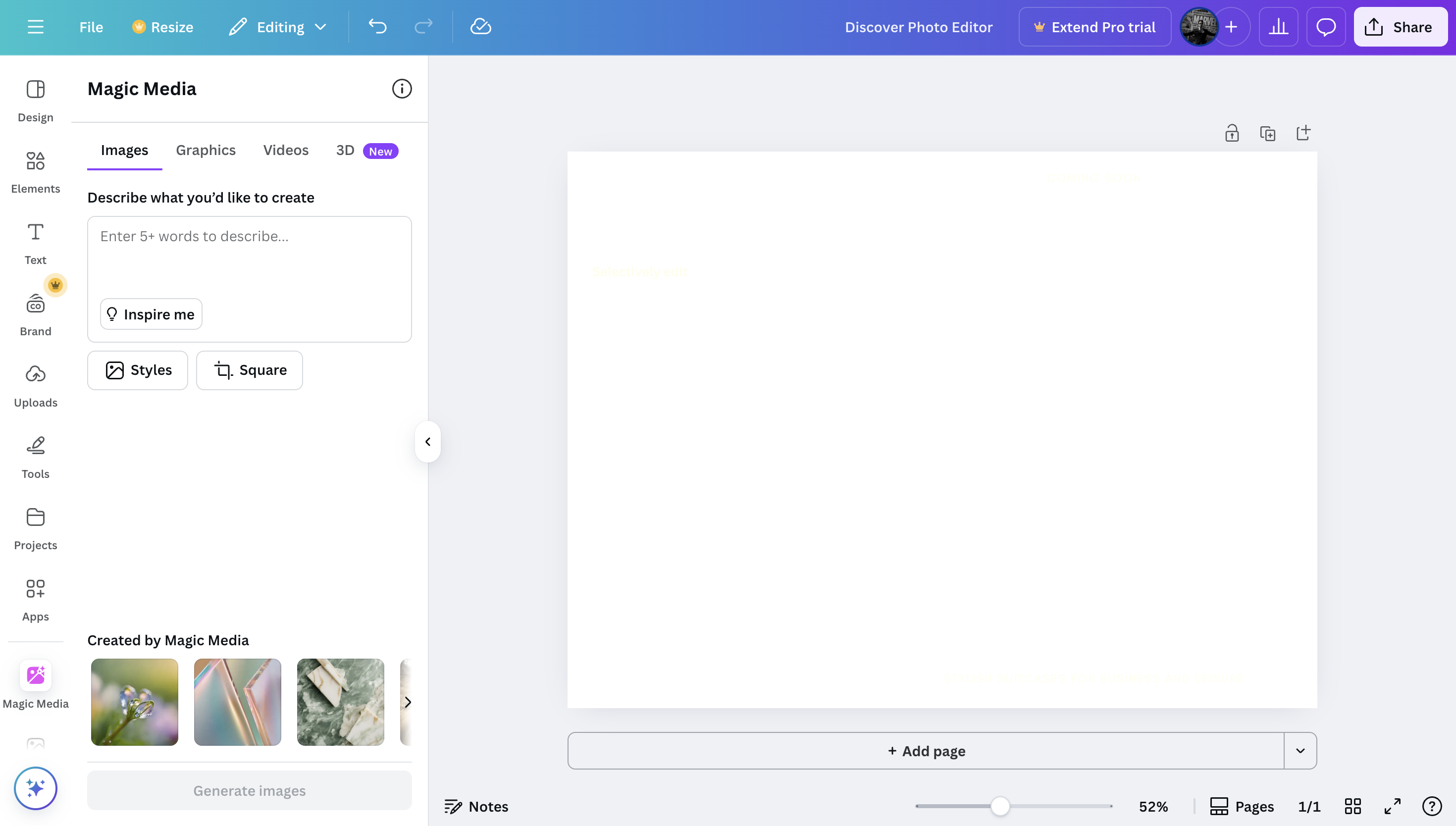 Giao diện Canva