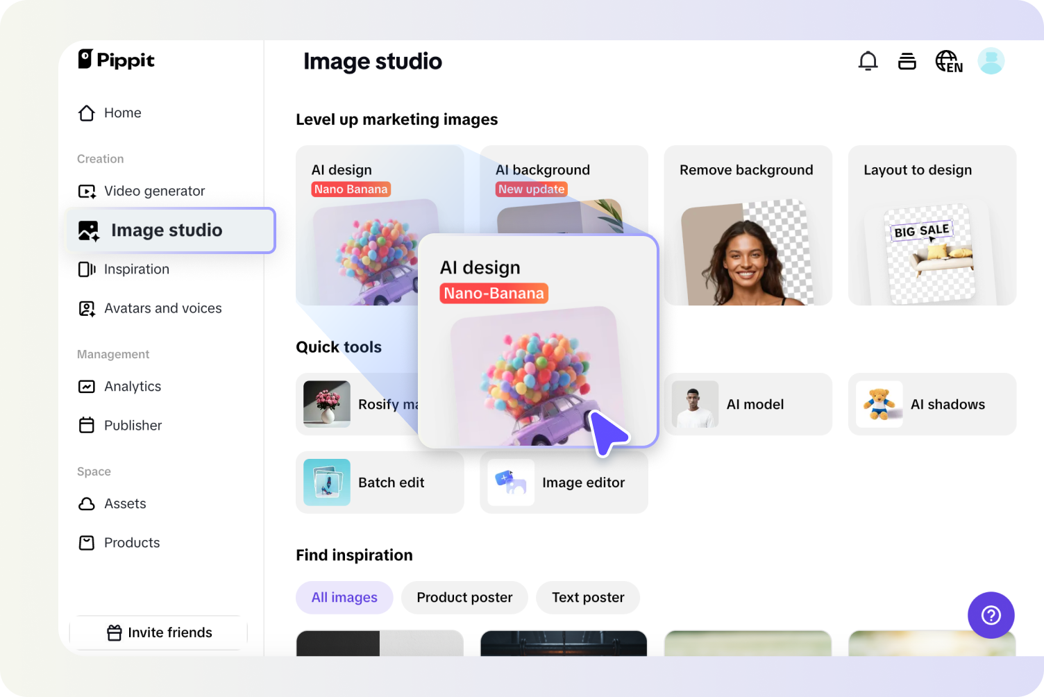 select pippit ai design feature