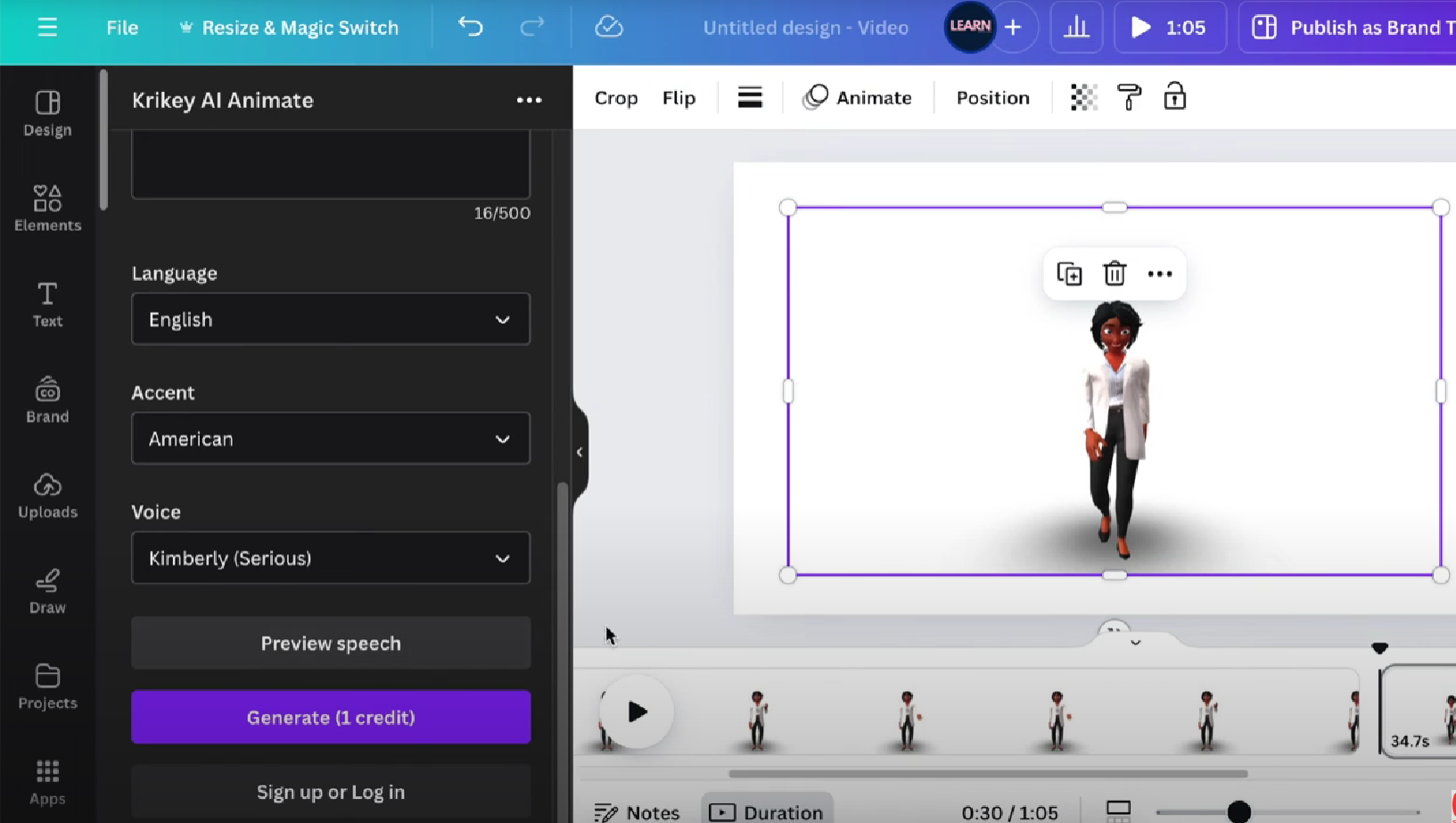 Customize avatar settings and export the video