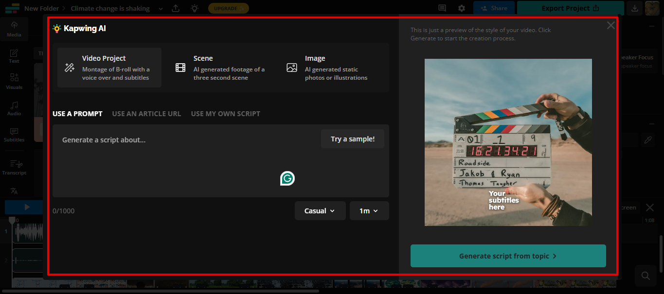 Kapwing creador de videos con texto a voz