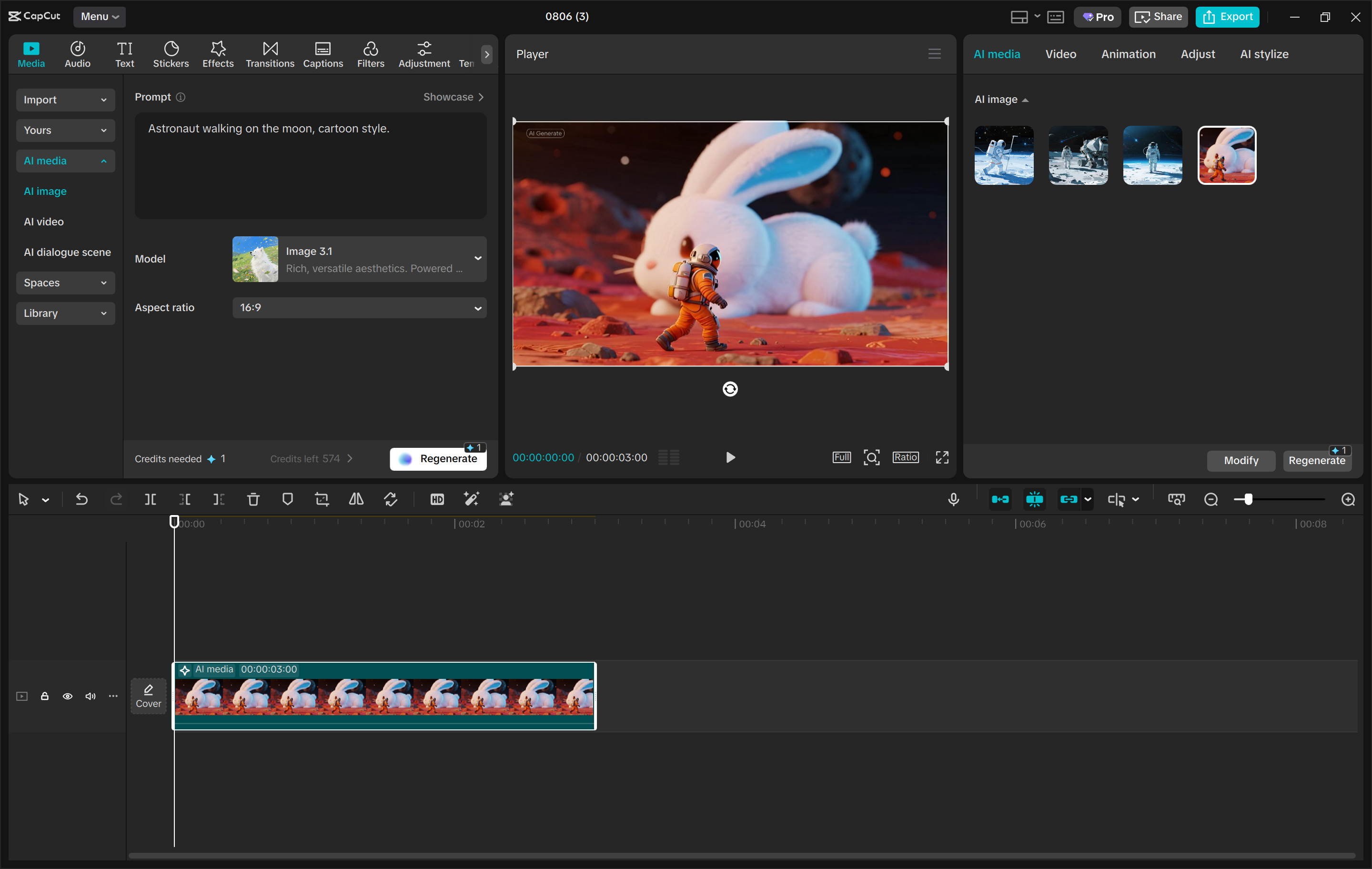 Interface of the CapCut desktop video editor - the best tool for AI image generation