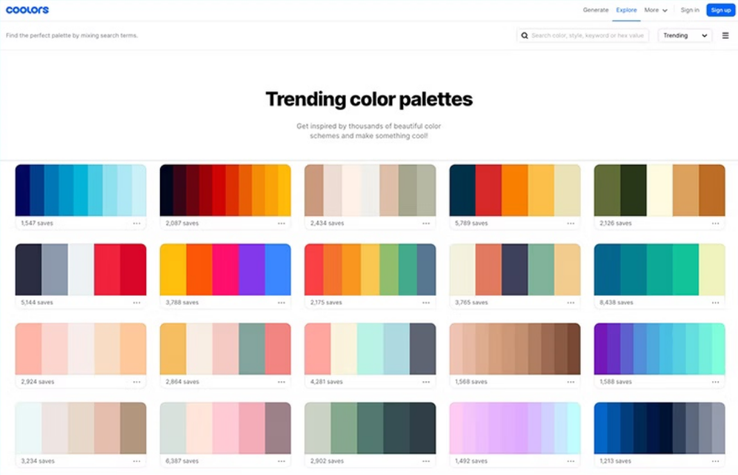 Générateur de palette d'images Coolors