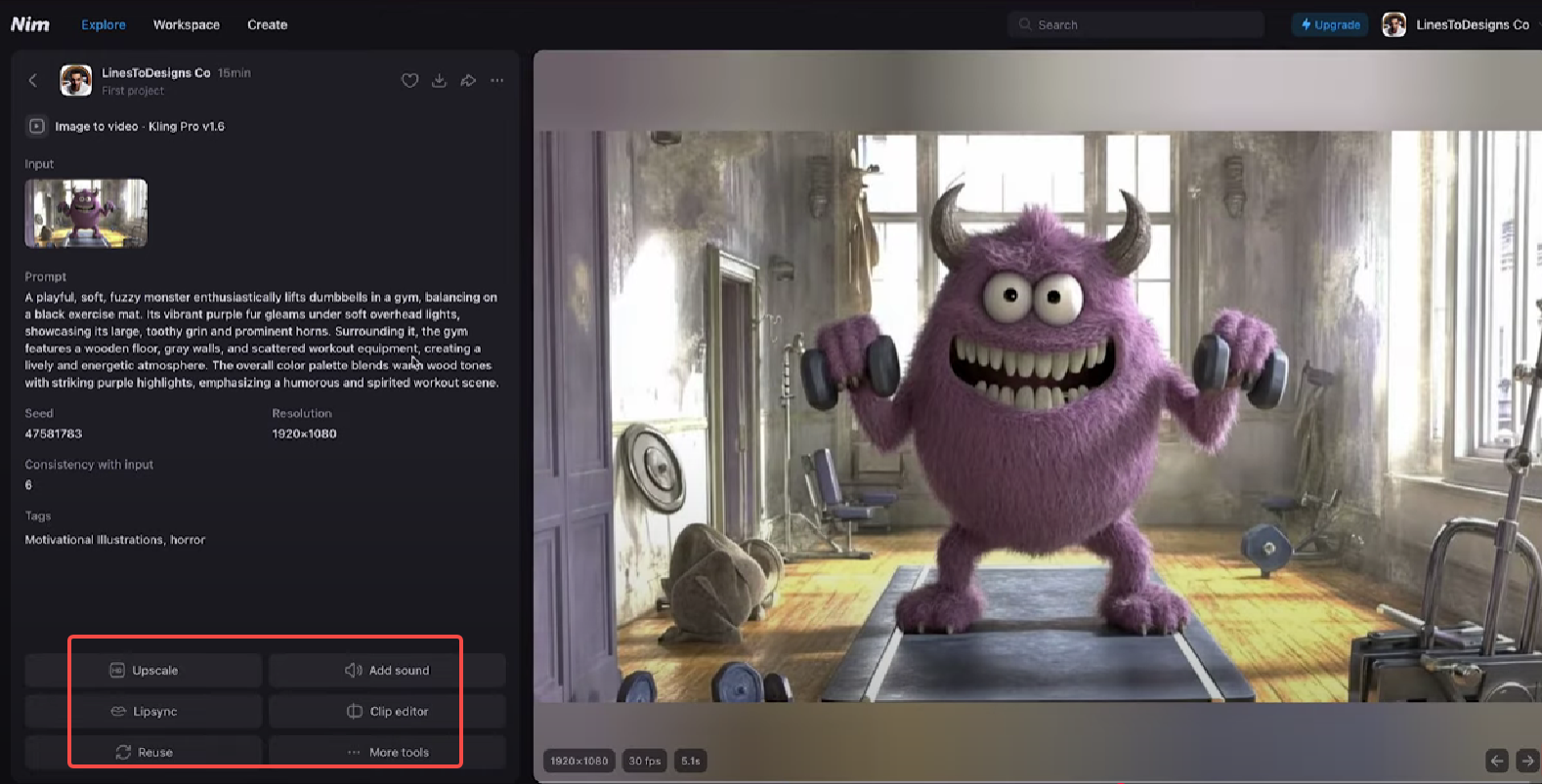 Enter a text prompt and import an image to Nim
