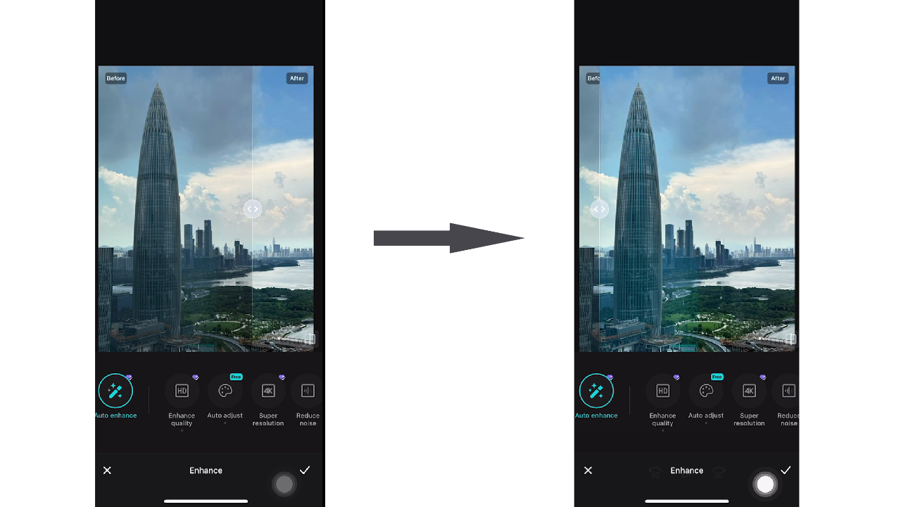 Apply AI enhancements - Photo enhancing app