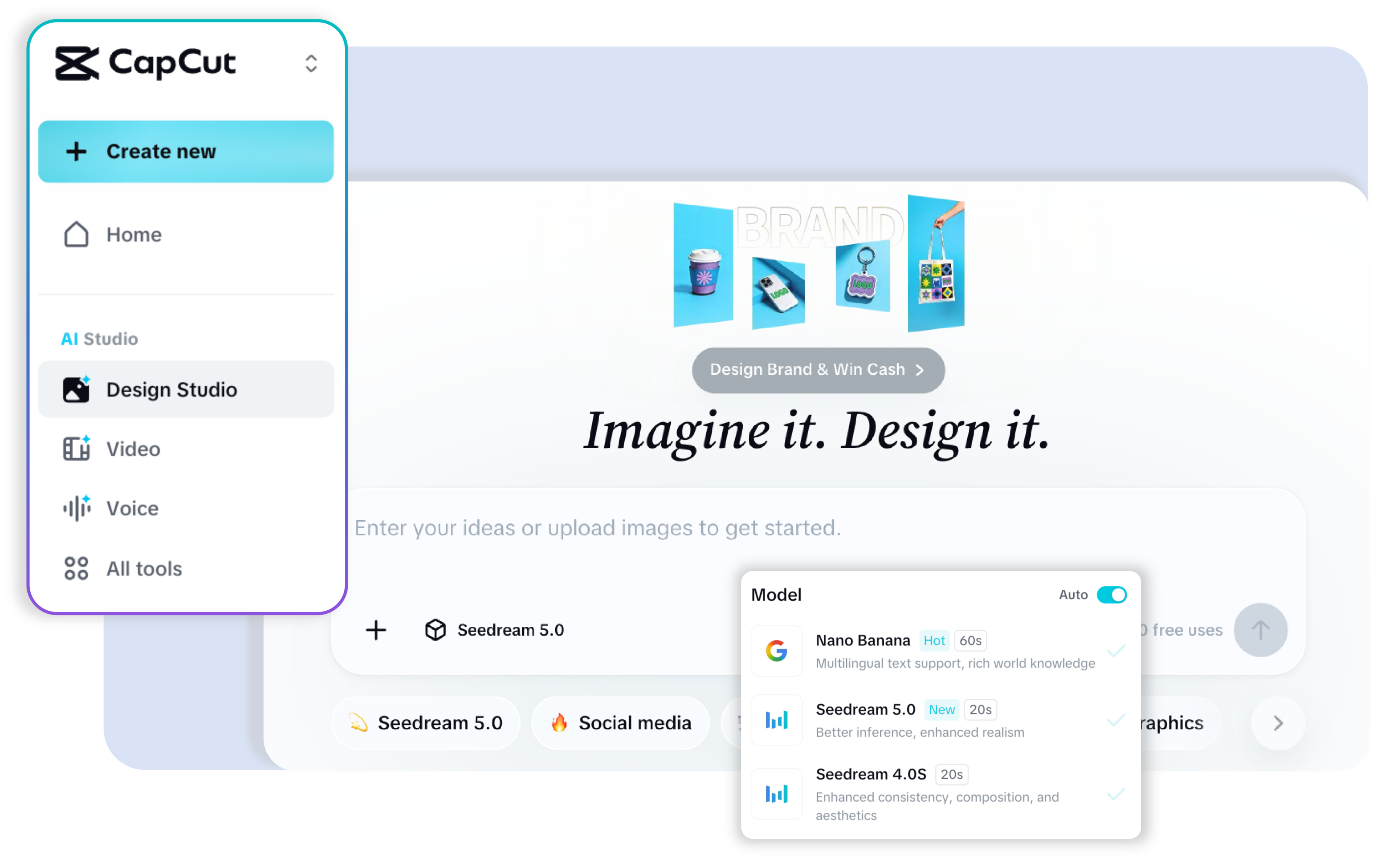 CapCut megnyitása és a Design Studio indítása