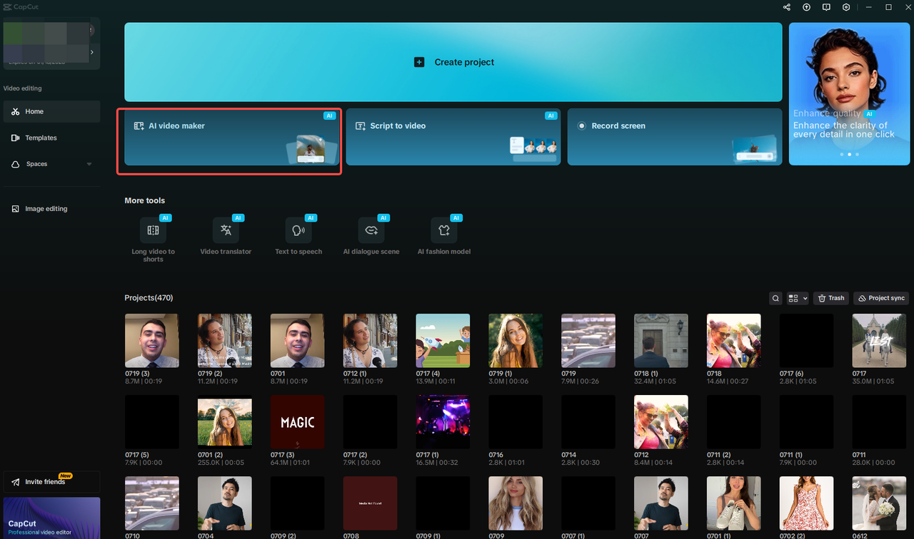 I-access ang AI video maker sa CapCut