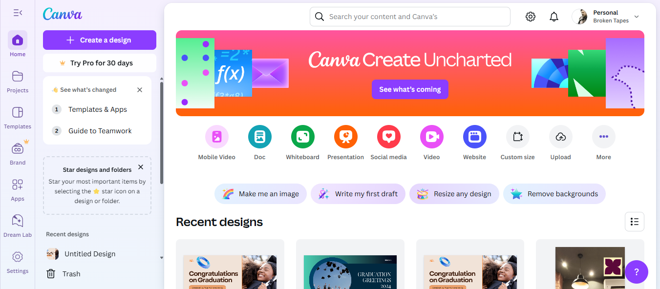 Canva interface