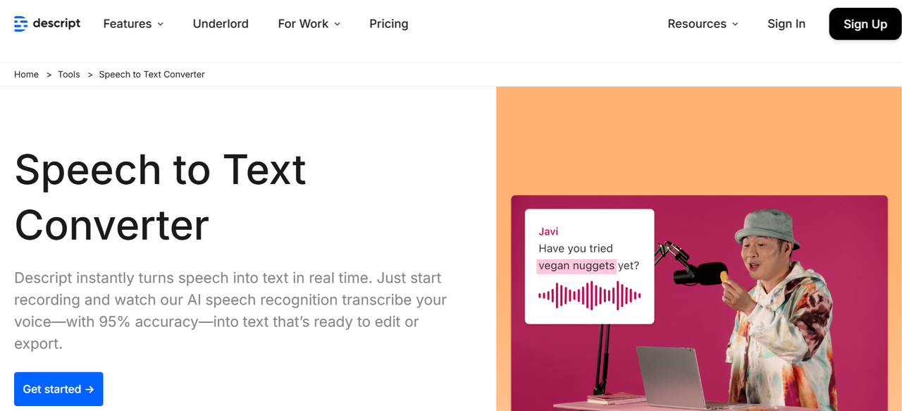 Descript's interface