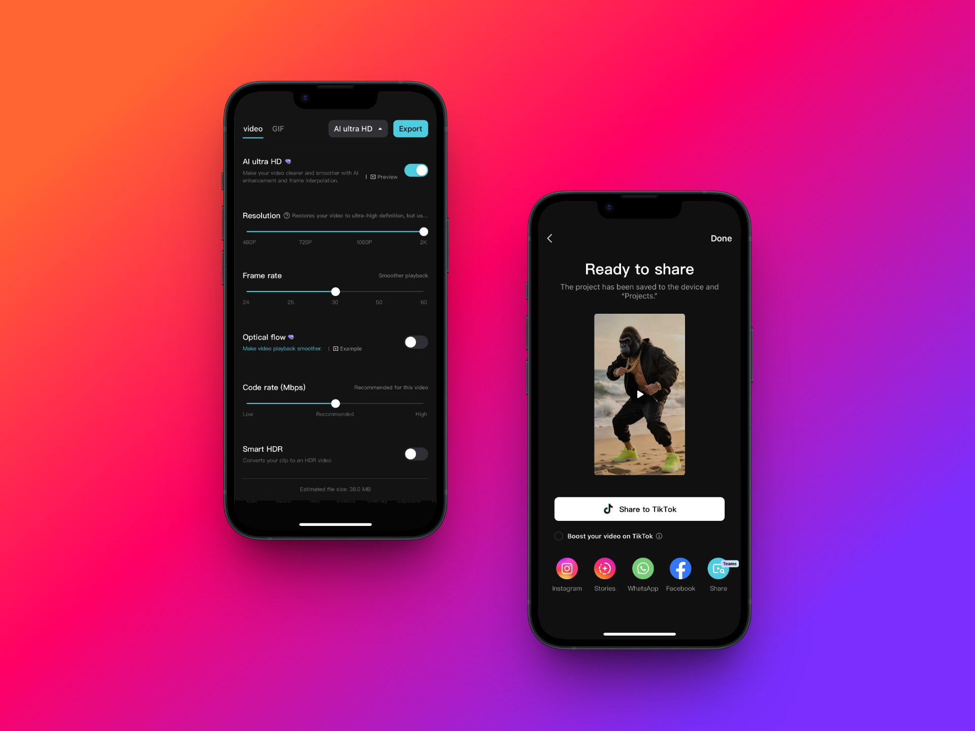 Export and share your video