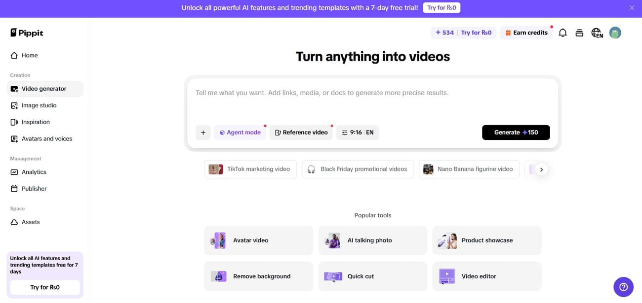 Pippit video düzenleme araçları yapay zeka