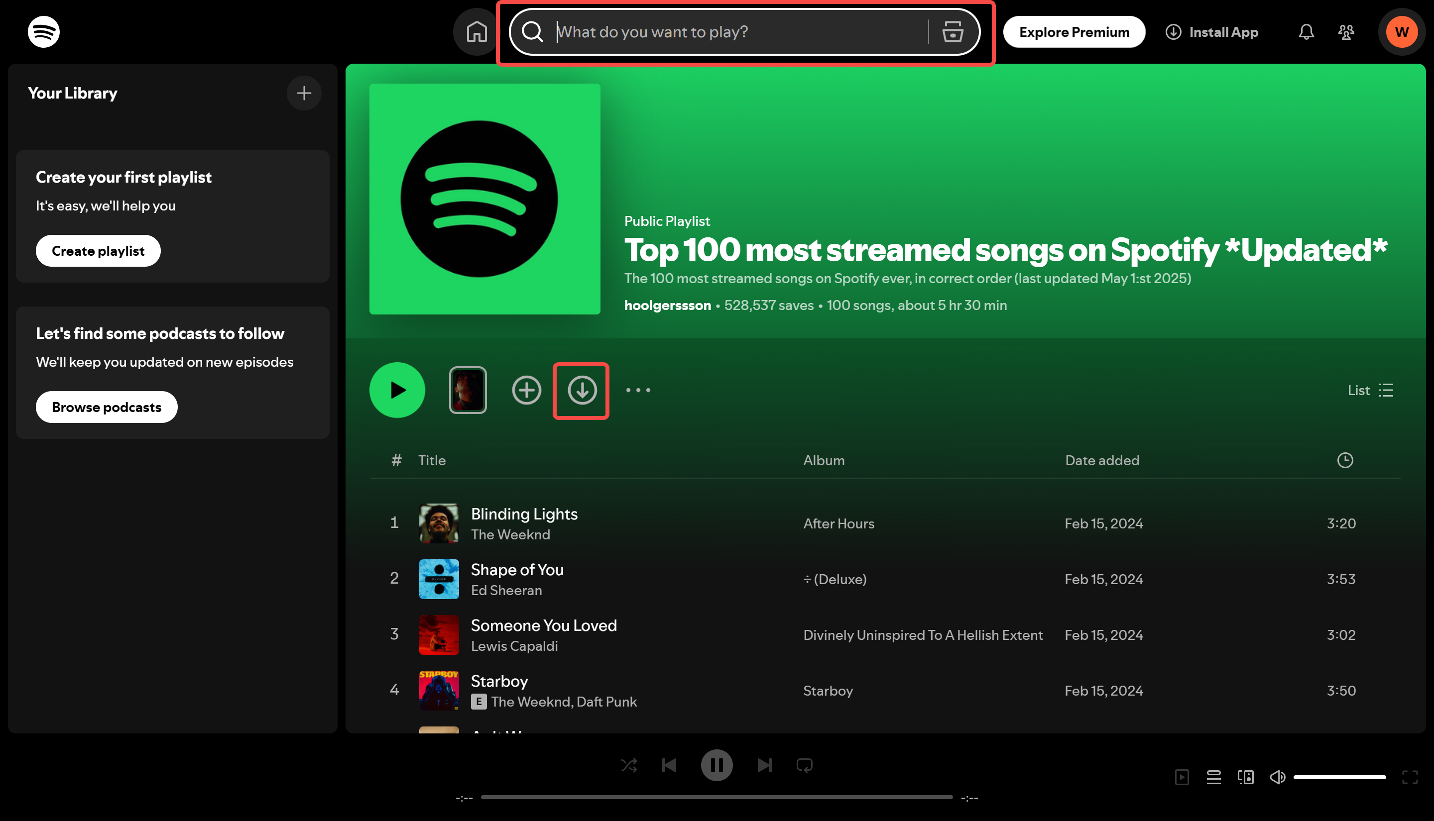 Image showing how to check Spotify's top songs