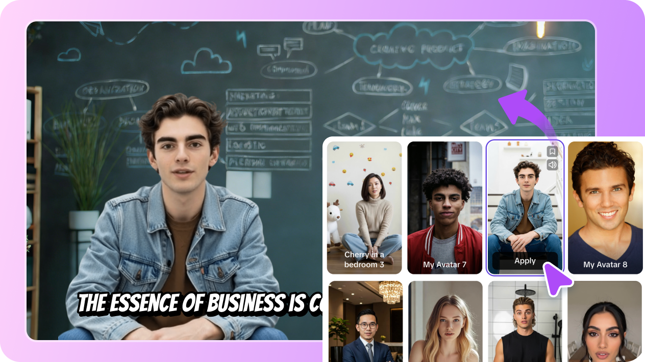 使用自訂虛擬角色解釋視頻