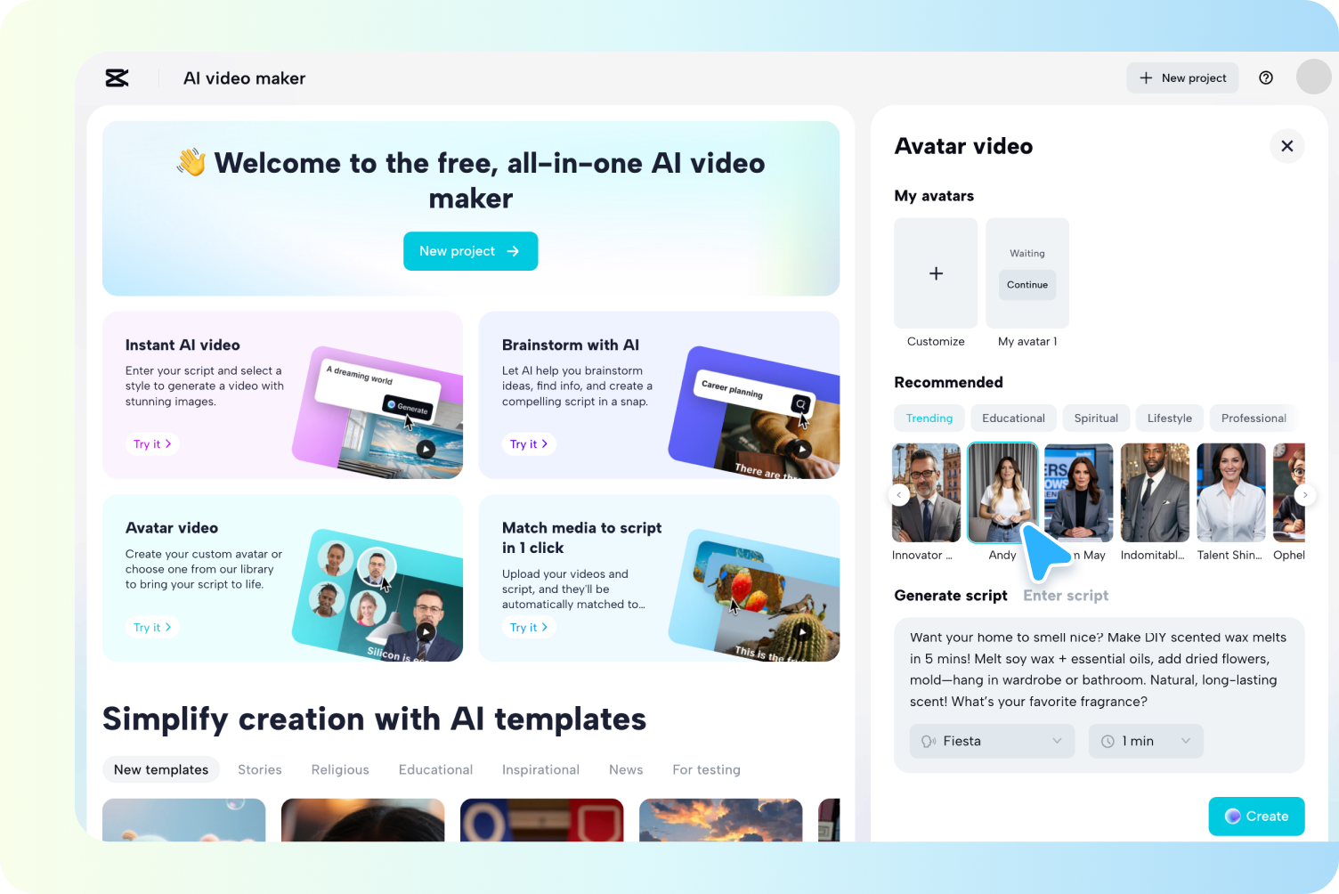Creating an AI avatar in CapCut 